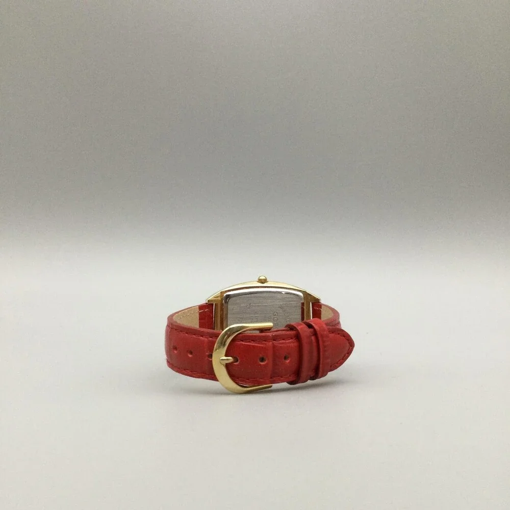 Gossip Womens Watch 31mm Gold Tone Tonneau Red Leather GS78430 New Battery
